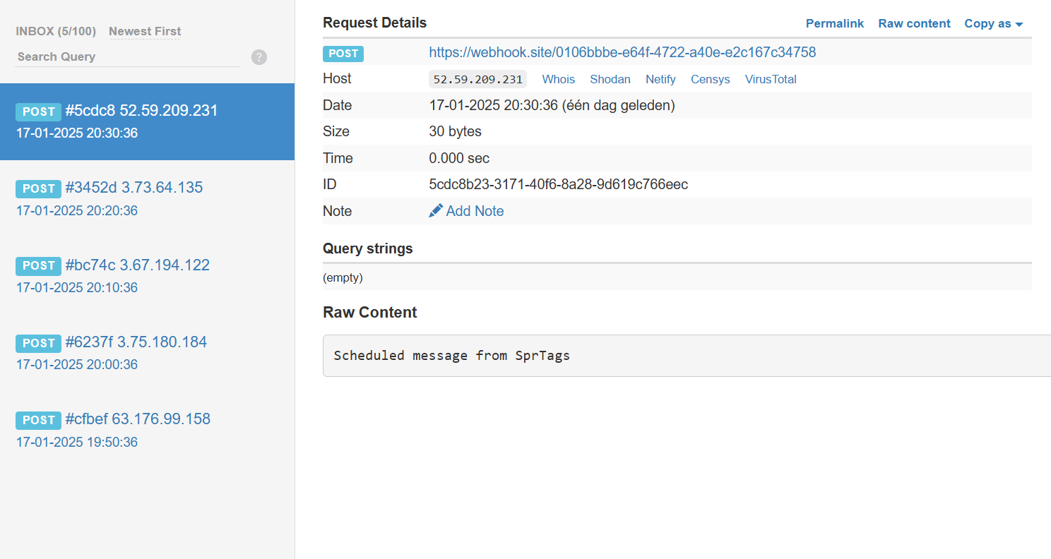 Schedules screenshot